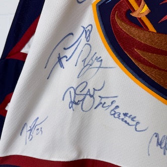 90s Atlanta Thrashers CCM Hockey NHL Jersey Autographed Sz L (B1981)