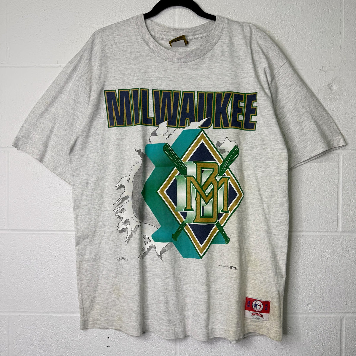 90s Milwaukee Brewers MLB Nutmeg Breakthrough T-Shirt Sz L