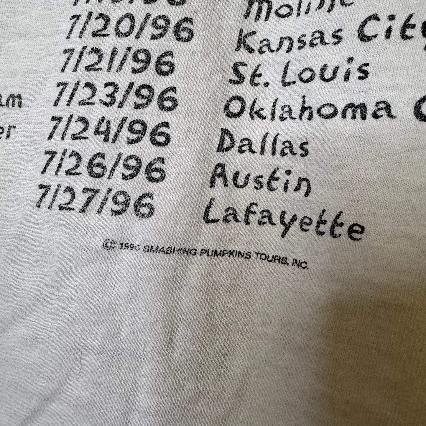 1996 Smashing Pumpkins Infinite Sadness Tour T-Shirt Sz L (B2280)