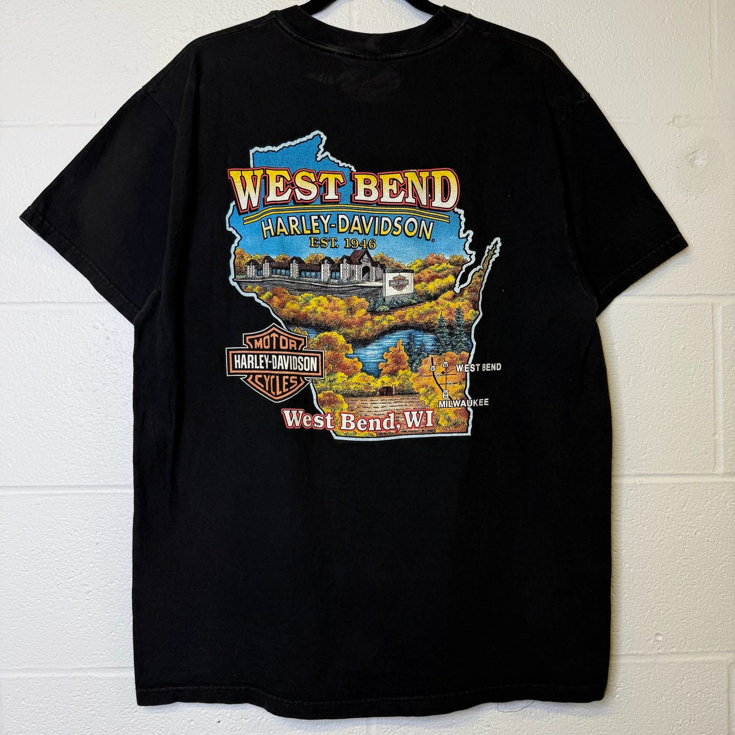 1998 Harley Davidson Flaming Eagle T-Shirt Sz L (B2261)