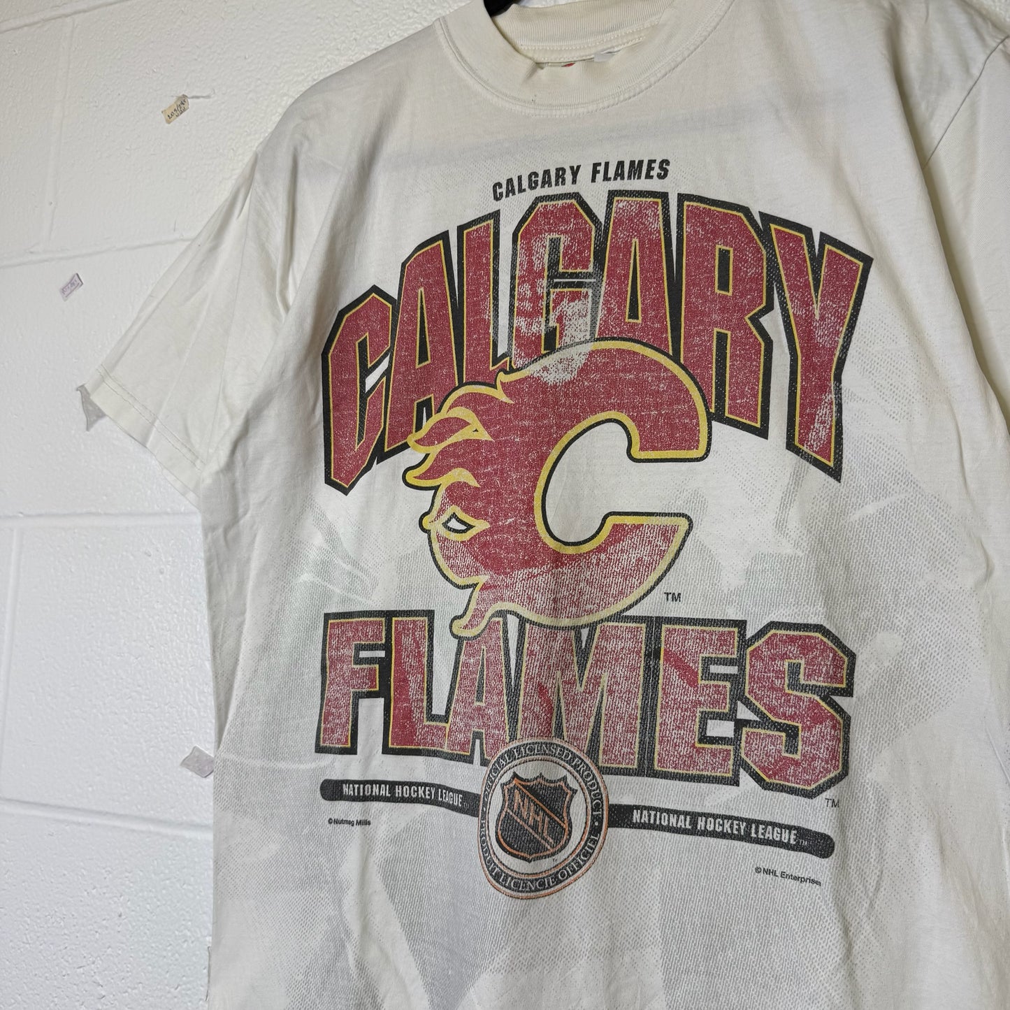90's Calgary Flames NHL Hockey T-shirt Sz M (B2574)