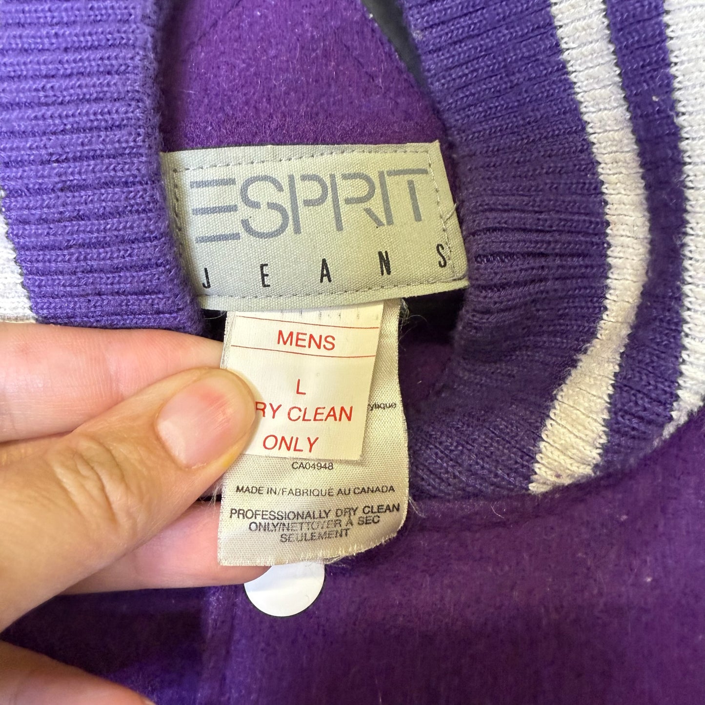 90's Esprit Canada Letterman Leather/wool Jacket Sz L