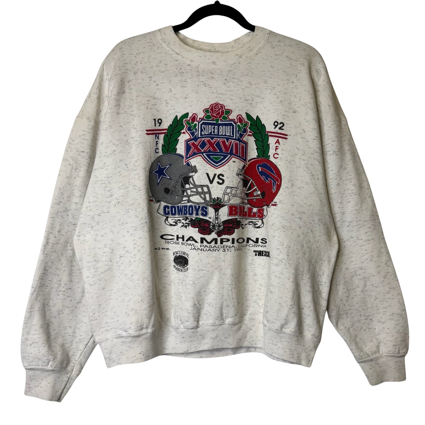 1992 Cowboys vs Bills NFL Super Bowl Crewneck Sz XL (B2411)