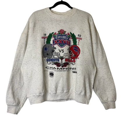 1992 Cowboys vs Bills NFL Super Bowl Crewneck Sz XL (B2411)