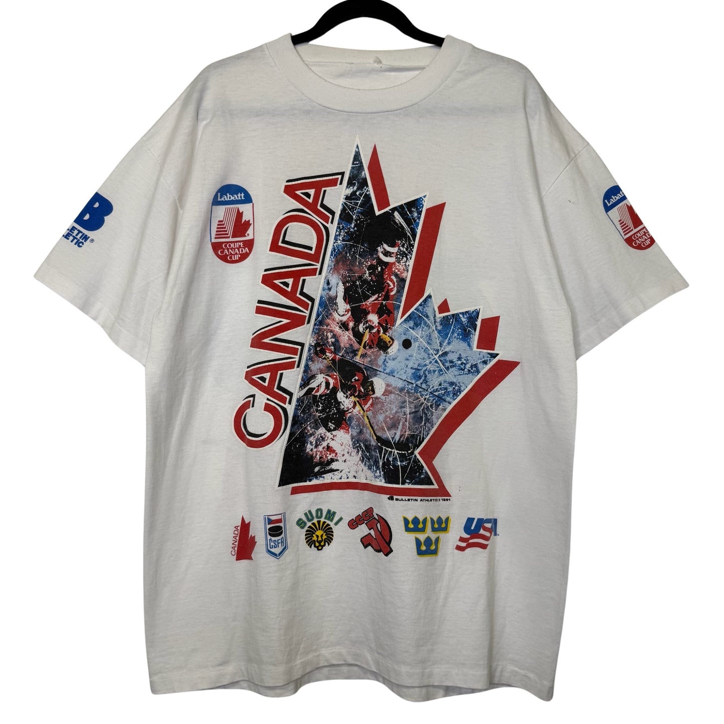 1991 Team Canada Hockey Bulletin Athletics T-Shirt (B2992)
