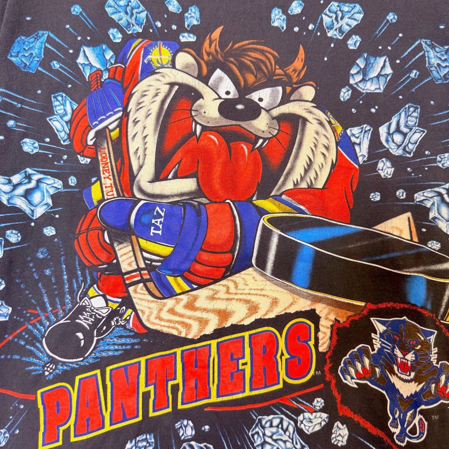 90s Looney Tunes Taz Florida Panthers NHL T-shirt Sz L (B2467)