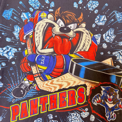 90s Looney Tunes Taz Florida Panthers NHL T-shirt Sz L (B2467)