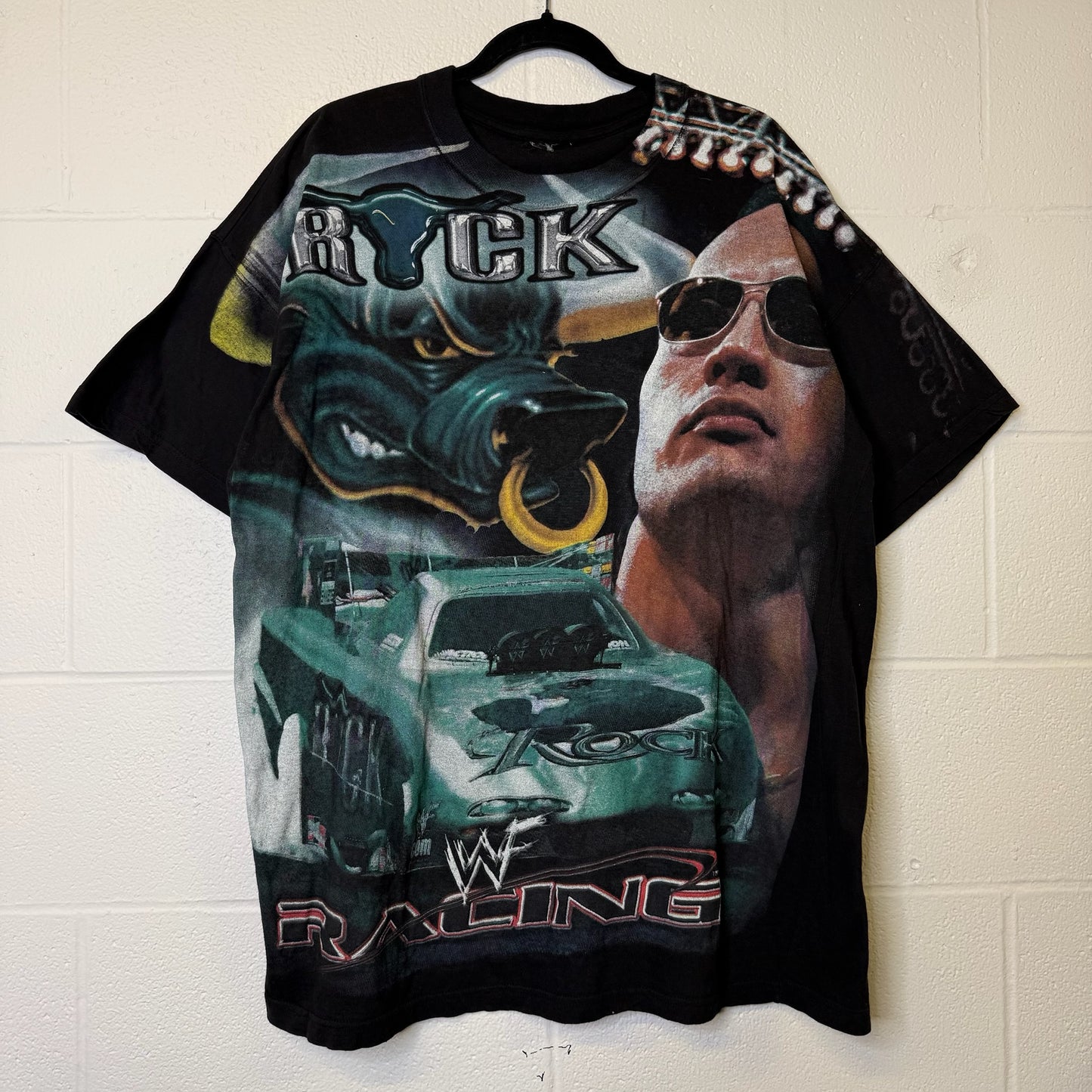 2000s The Rock NASCAR AOP WWF T-Shirt Sz 2XL (B2148)