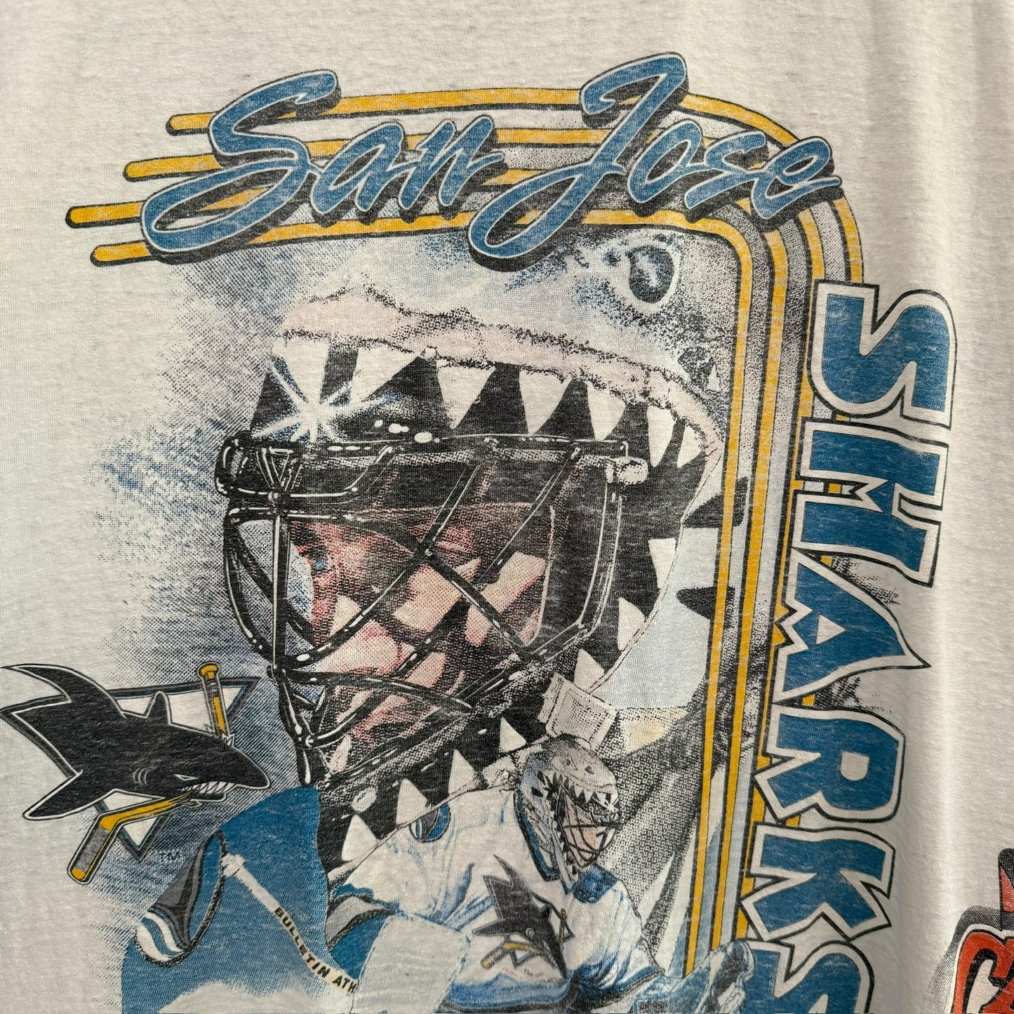 1992 San Jose Sharks NHL Bulletin AOP T-Shirt Sz XL