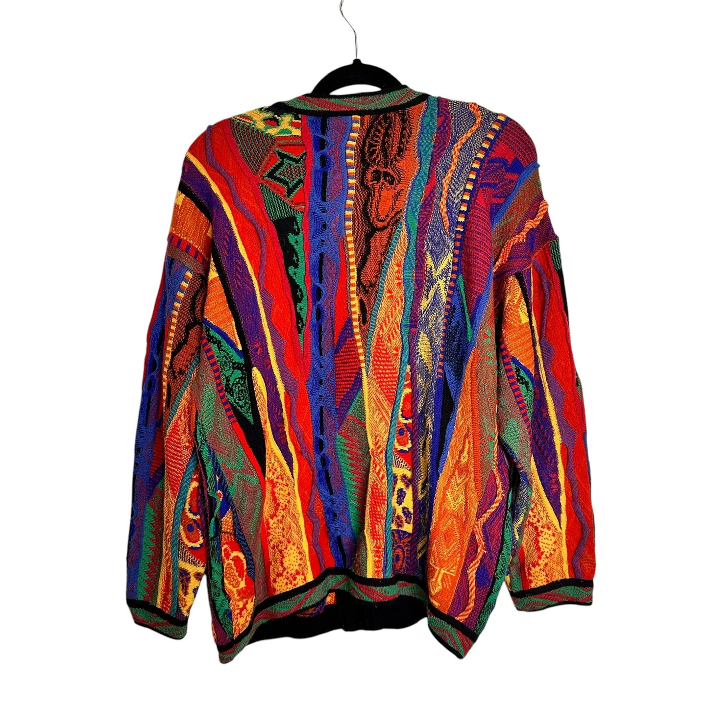 90's Coogi Style Cardigan by Carlo Alberto Gold Sz L (A7856)