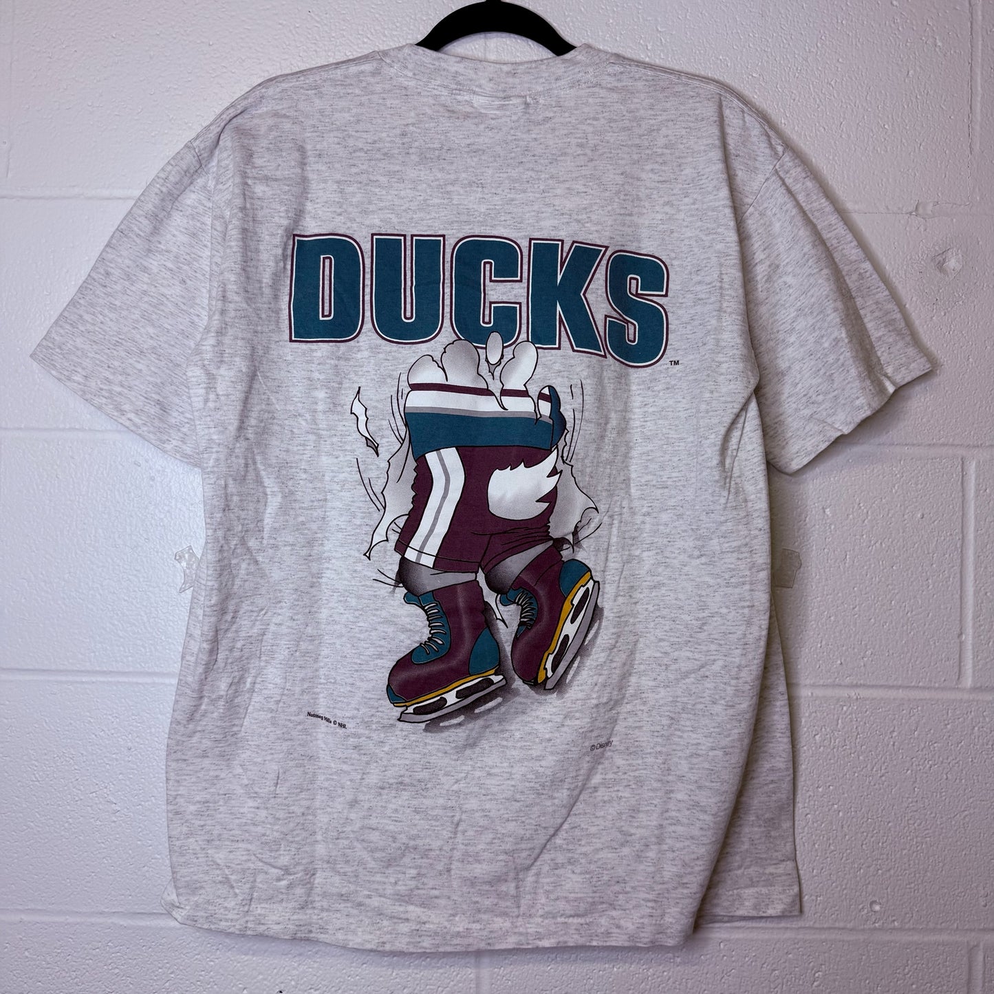 90's Mighty Ducks Nutmeg Breakthrough NHL T-Shirt Sz L (B2347)