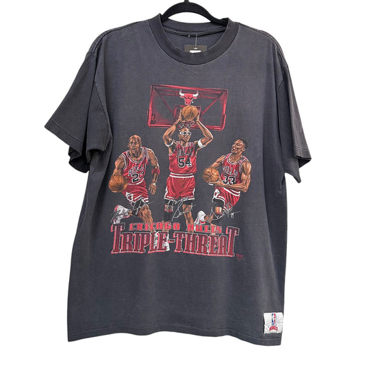 90s Chicago Bulls Triple Threat T-shirt Sz XL (A3772)