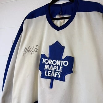 90s Toronto Maple Leafs NHL Hockey Wendell Clark Autographed CCM Jersey Sz L (B1977)