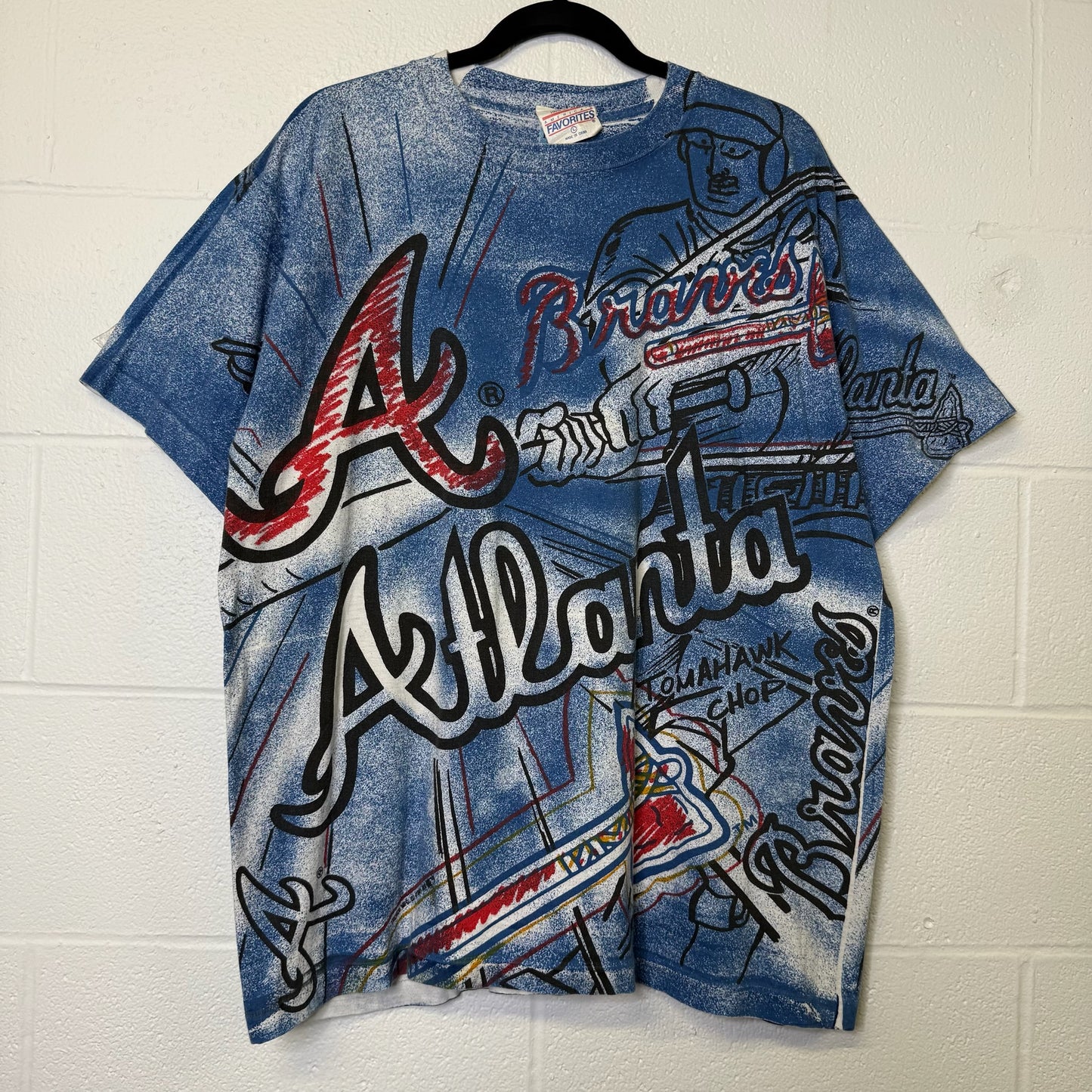 1991 Atlanta Braves MLB AOP T-shirt Sz L (B581)