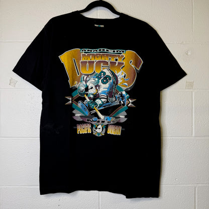 90's Anaheim Mighty Ducks Jack Davis NHL T-Shirt Sz L (B2420)
