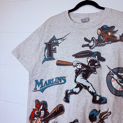 1994 Florida Marlins Looney Tunes MLB T-shirt Sz L (B2388)