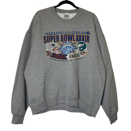 2005 NFL Super Bowl Patriots vs Eagles Crewneck Sz XL (B1696)