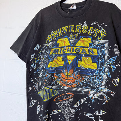 90’s Michigan Wolverines Shattered Backboard T-shirt Sz L (B2540)