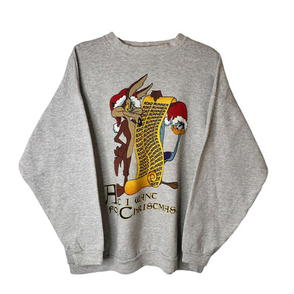 90's Wile E Coyote Road Runner Looney Tunes Christmas Crewneck (X650)