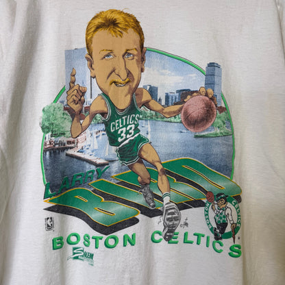 1990 Boston Celtics Larry Bird Salem NBA T-Shirt Sz L (B2177)