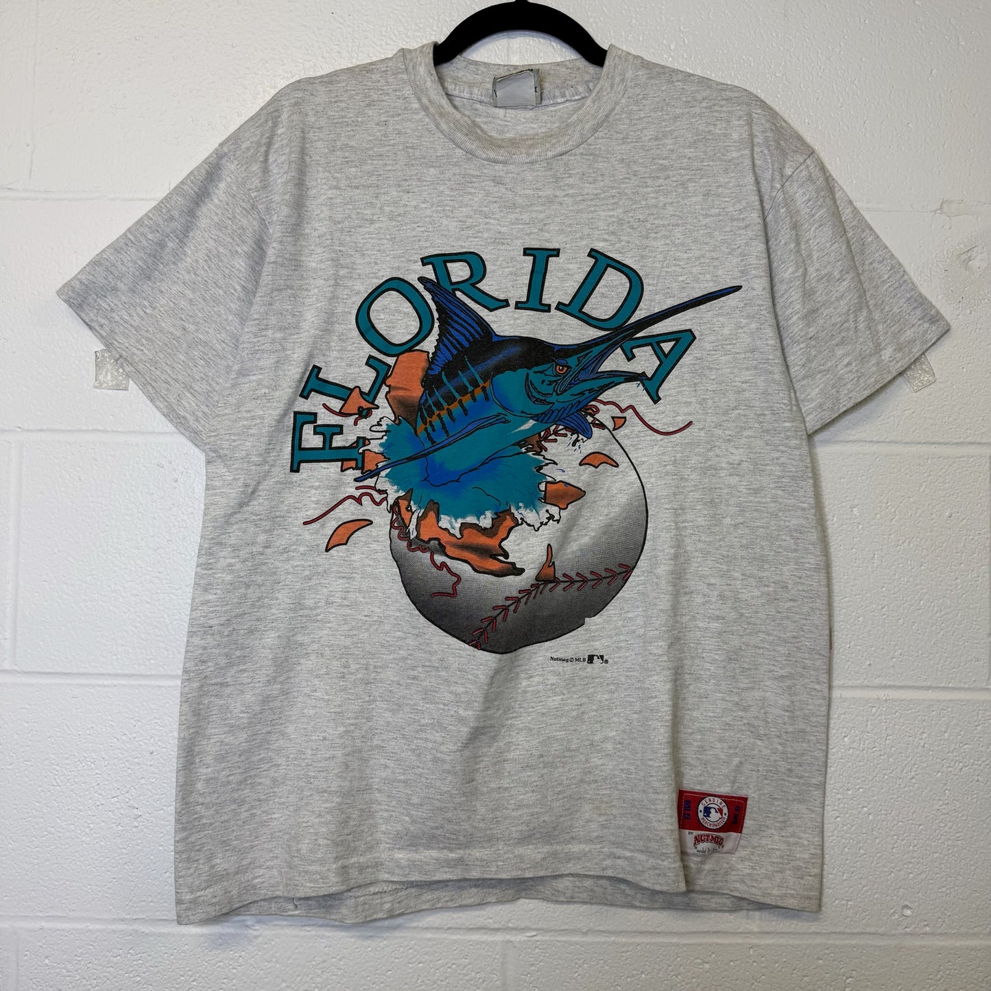 90's Florida Marlins Nutmeg Breakthrough T-shirt Sz L (B2548)