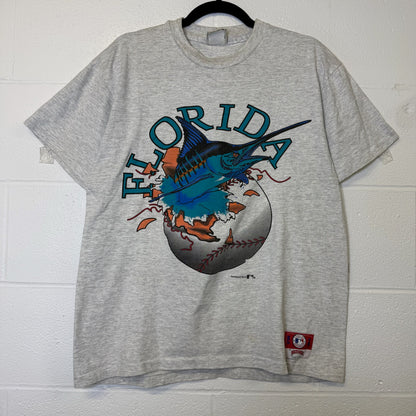 90's Florida Marlins Nutmeg Breakthrough T-shirt Sz L (B2548)