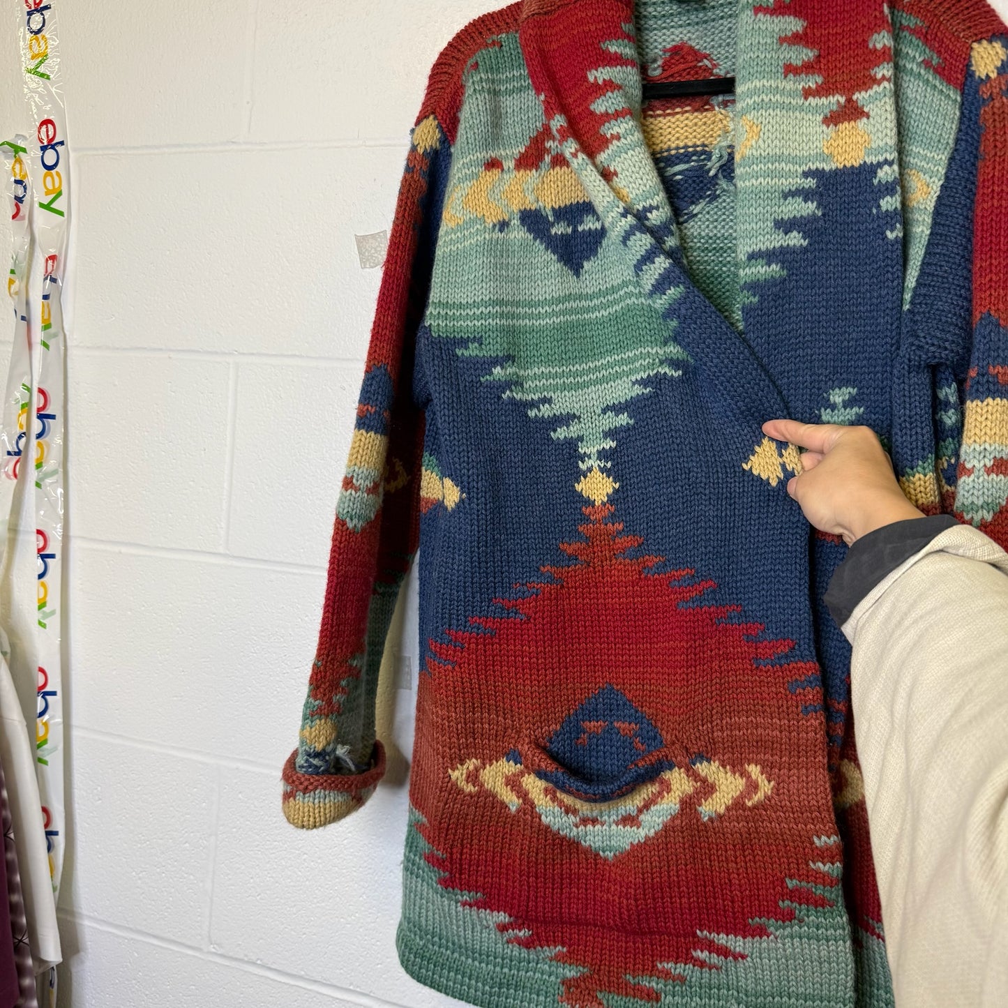 Vintage Polo Ralph Lauren Hand Knit Cardigan Jacket 100% Wool