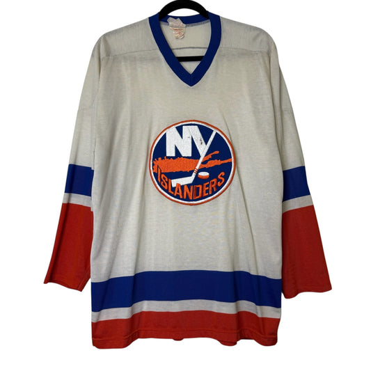 80s New York Islanders Sandow Knit Hockey NHL Jersey Sz M (B1801)