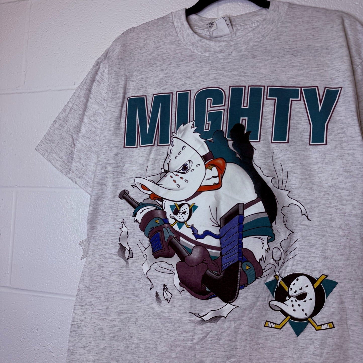 90's Mighty Ducks Nutmeg Breakthrough NHL T-Shirt Sz L (B2347)
