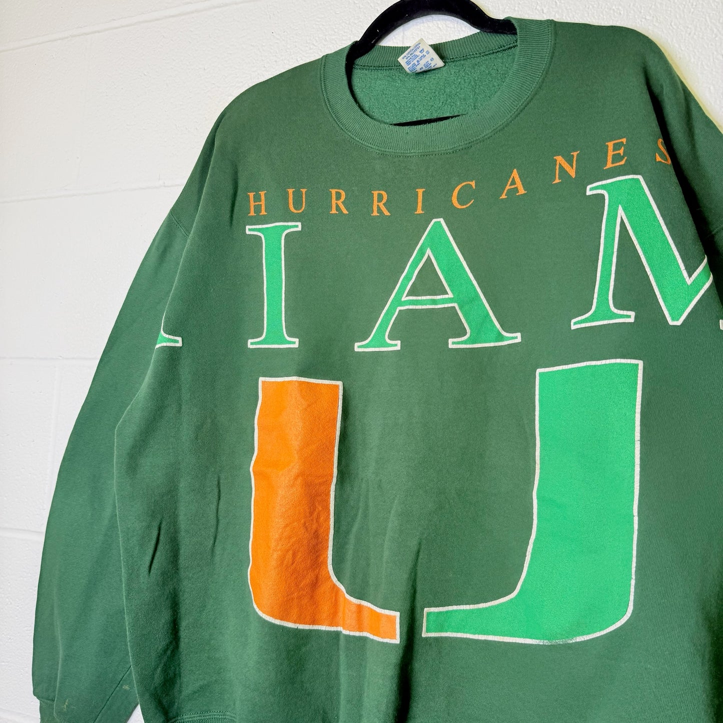 90s Miami Hurricanes NCAA Spellout Crewneck Sz XL (B2354)