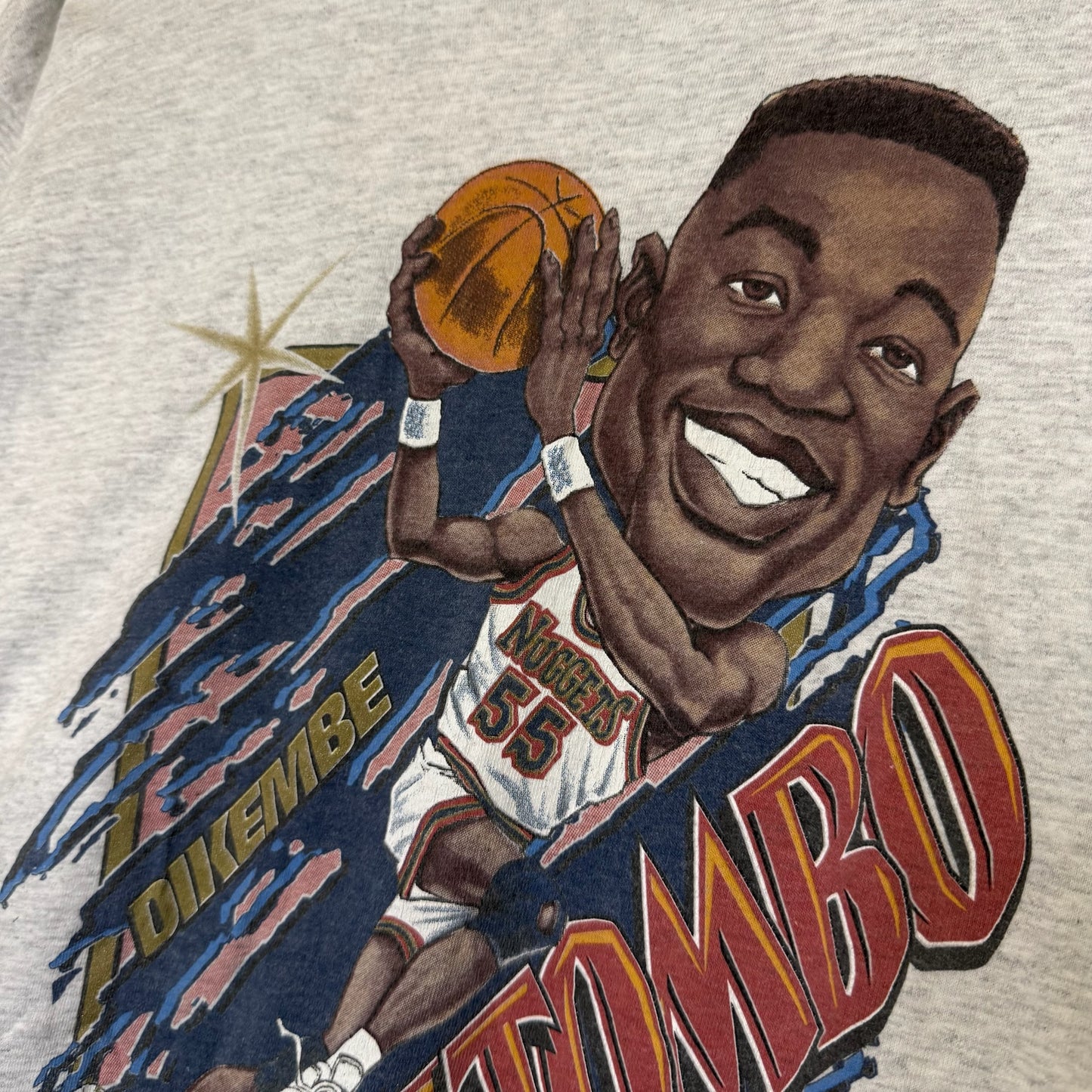 90s Denver Nuggets Mutumbo NBA Salem Caricature T-Shirt Sz L (B2810)