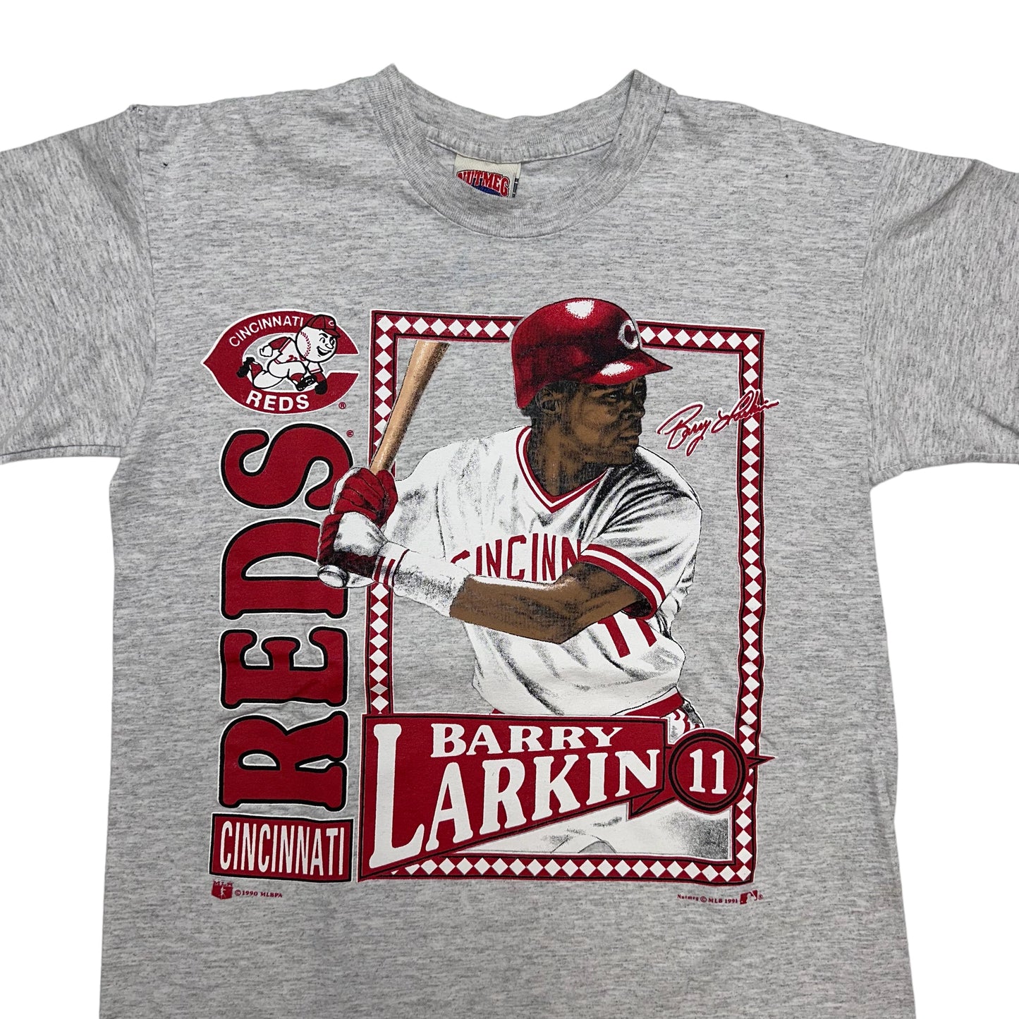 1991 Barry Larkin Cincinnati Reds T-shirt Sz L (X850)