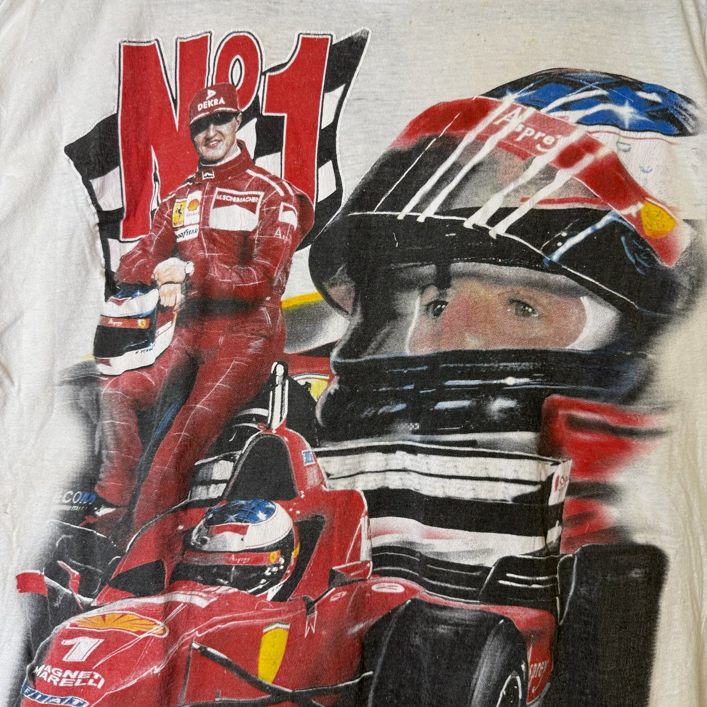90's Michael Schumacher F1 Ferrari Racing T-shirt Sz L (A6489)