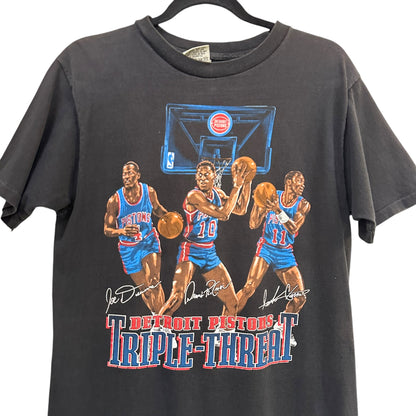 90s Detroit Pistons Triple Threat T-shirt Sz L (A3265)