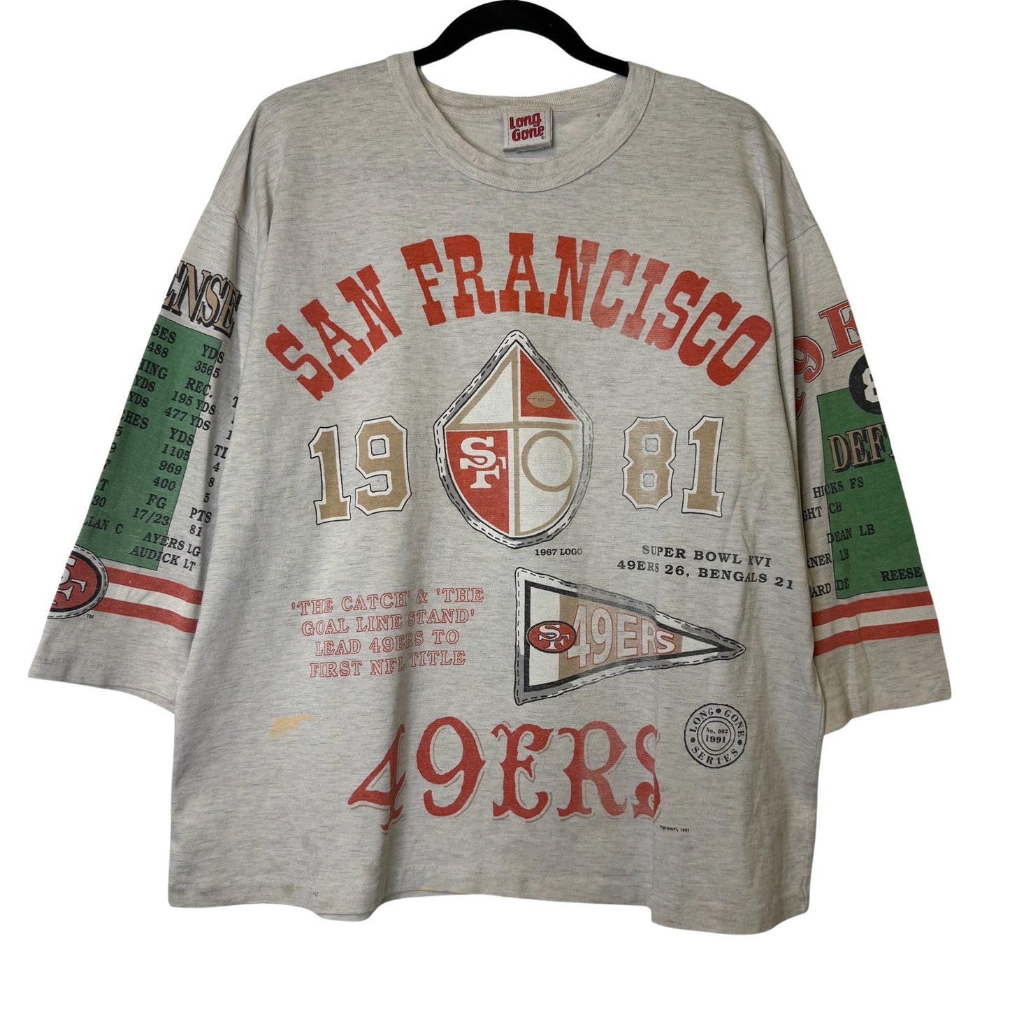 90s San Francisco 49ers NFL Long Gone T-Shirt Sz XL (B2576)
