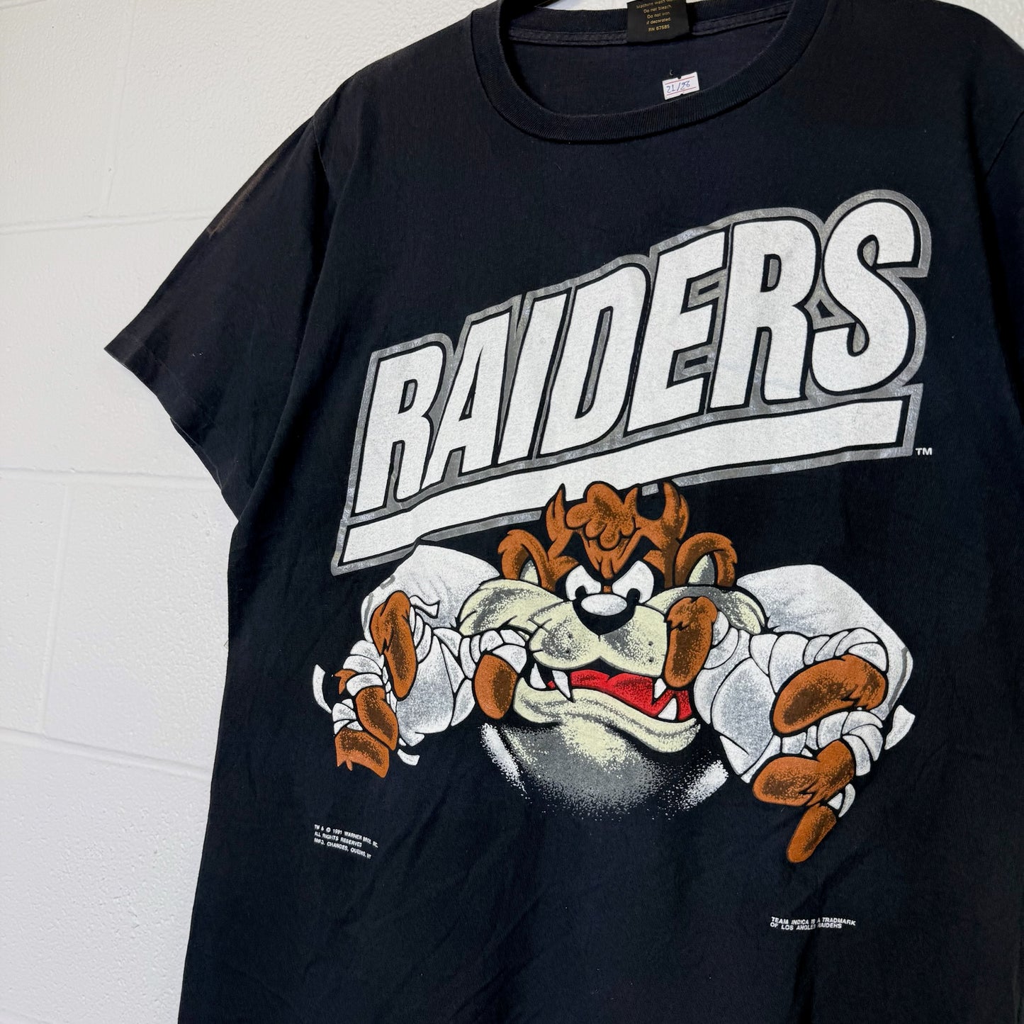 1991 Los Angeles Raiders Taz NFL T-Shirt Sz L (B2937)