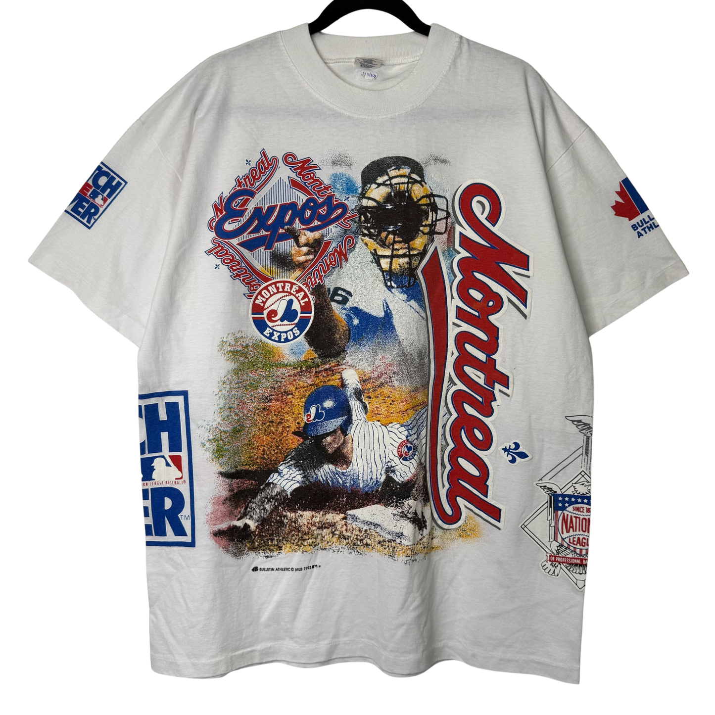 90s Montreal Expos Bulletin MLB Athletics AOP T-Shirt Sz XL