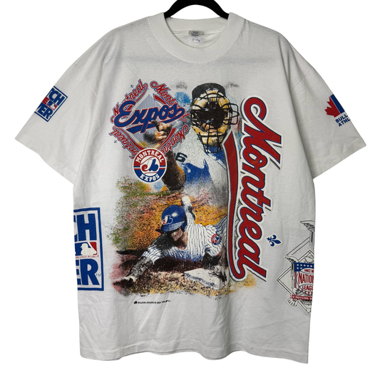 90s Montreal Expos Bulletin MLB Athletics AOP T-Shirt Sz XL