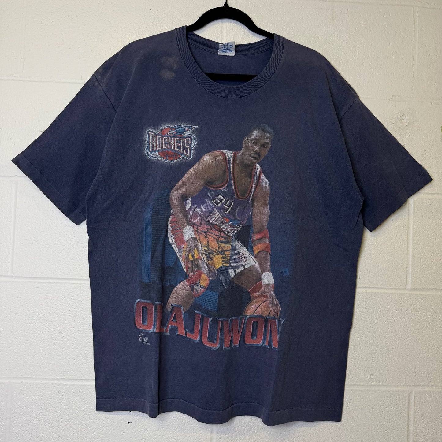90s Hakeem Olajuwon Rockets T-shirt Sz XL (B2583)