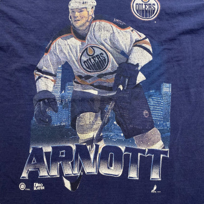 90s Jason Arnott Edmonton Oilers T-shirt Sz XL (A3632)