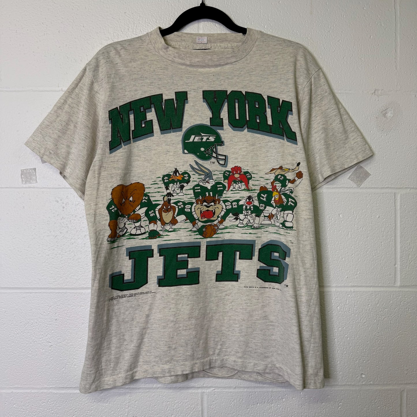 1992 Looney Tunes New York Jets NFL T-Shirt Sz L (B684)
