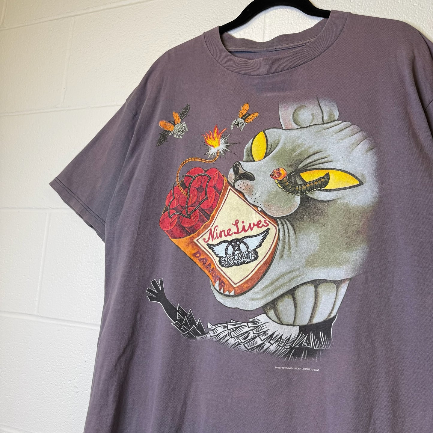 1997 Aerosmith Nine Lives Tour Concert Band Tee Shirt XL Rat Devil Face