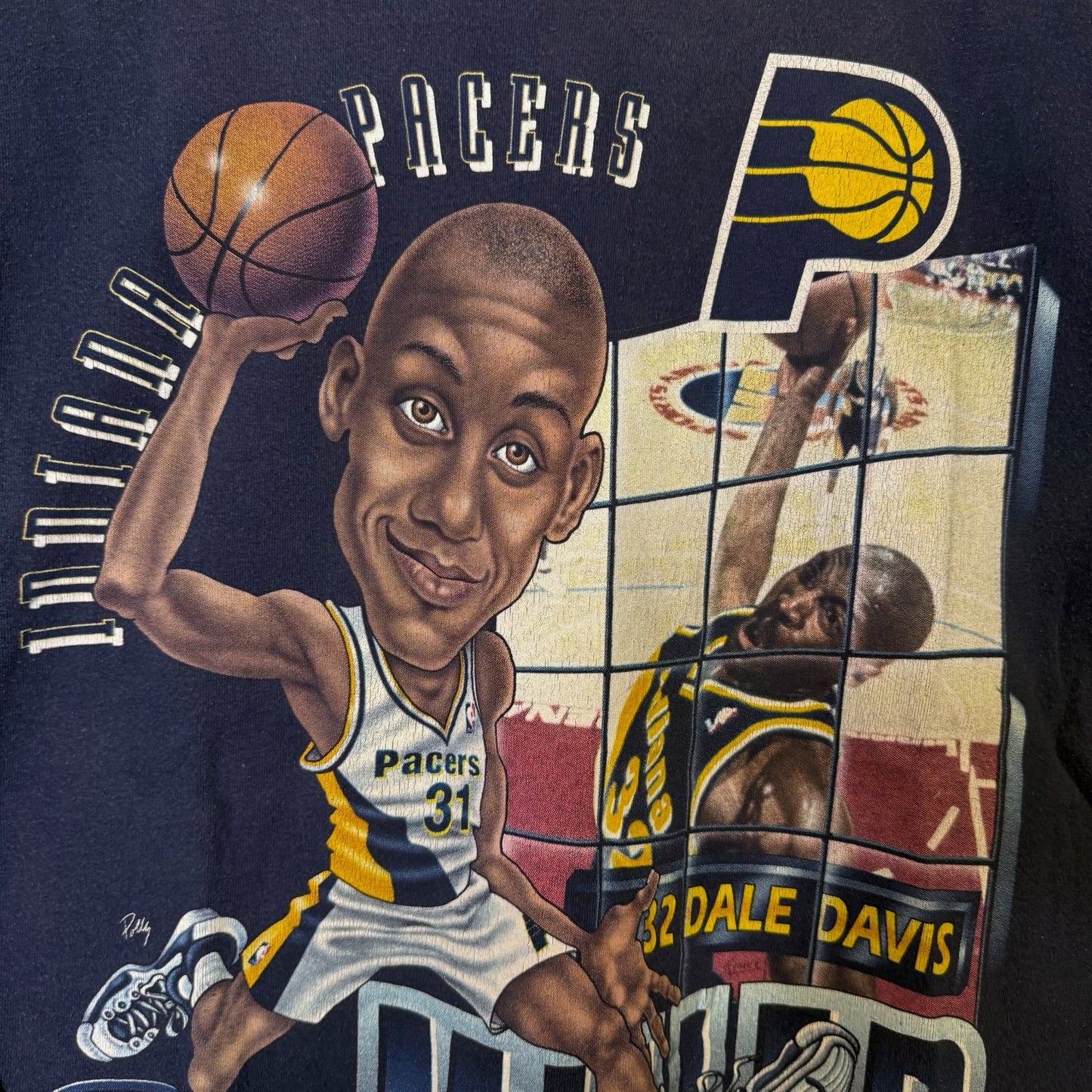 90s Reggie Miller Indiana Pacers T-shirt Sz L (B2586)
