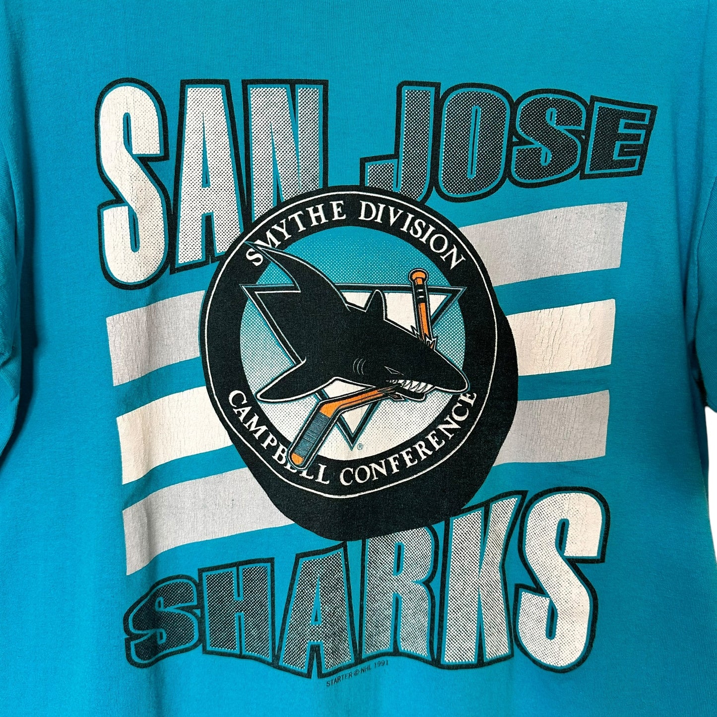 1991 San Jose Sharks NHL T-Shirt Sz M (A670)