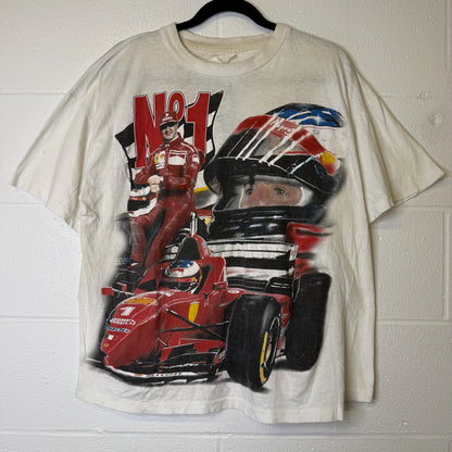 90's Michael Schumacher F1 Ferrari Racing T-shirt Sz L (A6489)