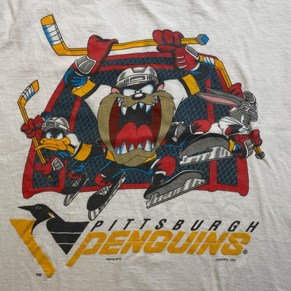 1995 Tasmanian Devil Pittsburgh Penguins T-shirt Sz L (A3636)