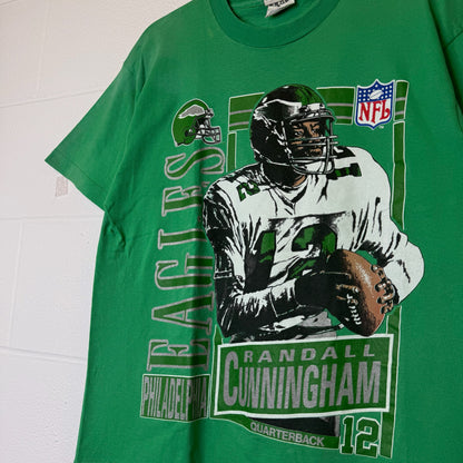 90s Philadelphia Eagles Randall Cunningham NFL Nutmeg Player T-Shirt Sz L