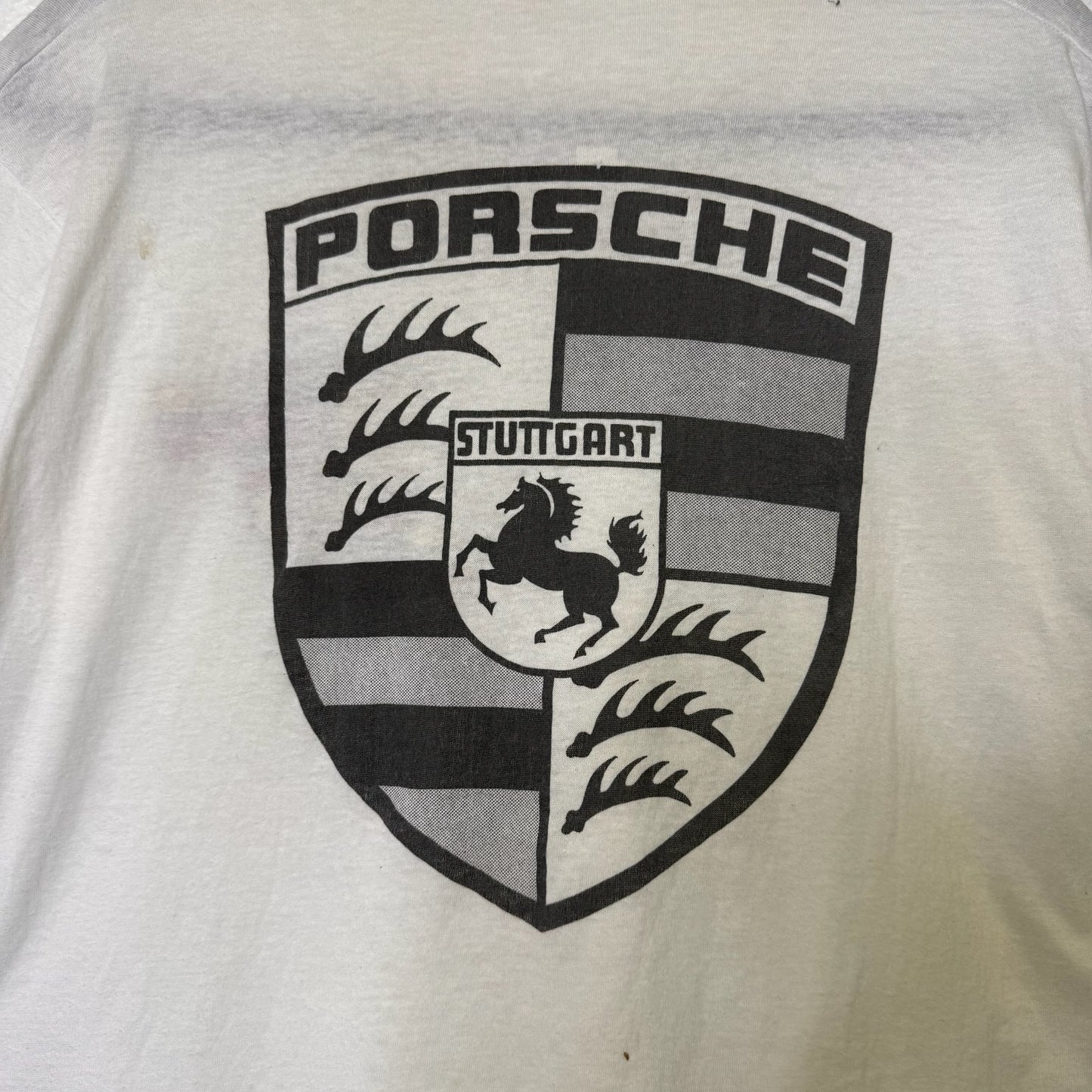80s Porsche Crest T-shirt Sz L (B601)
