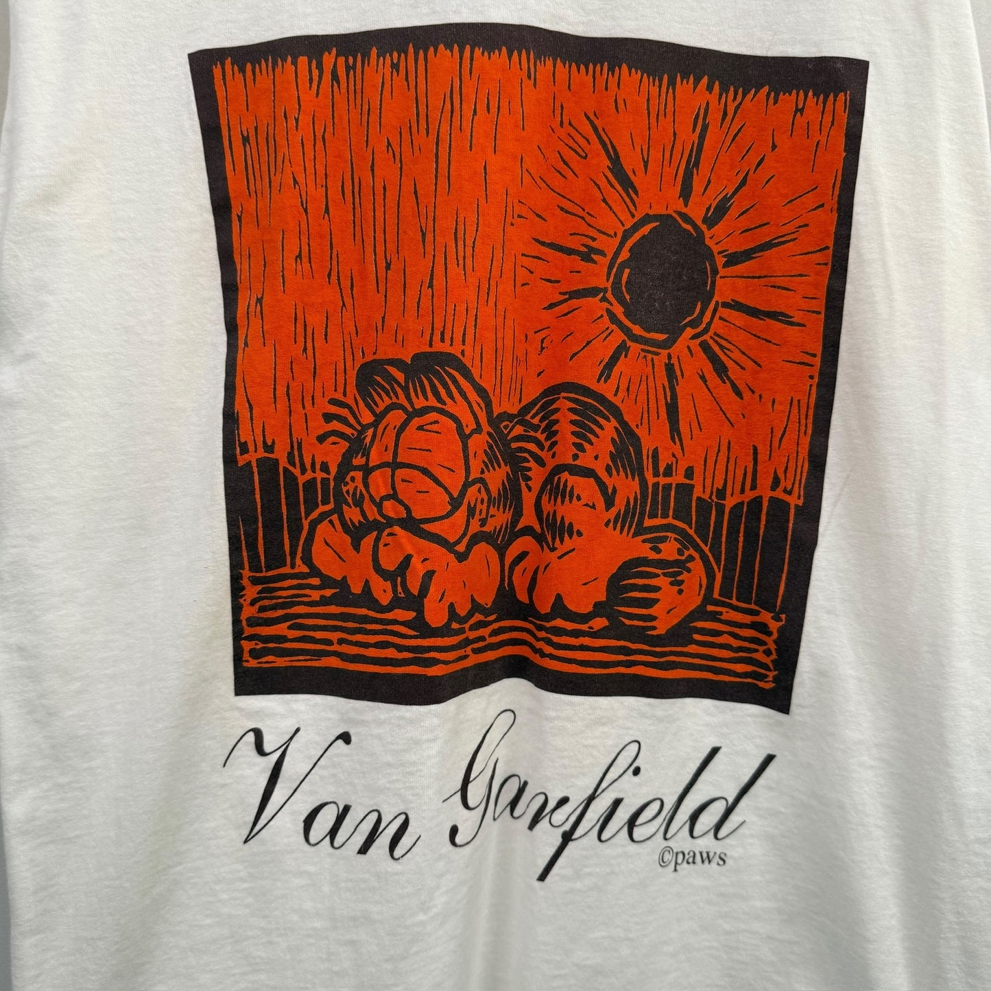90s Van Garfield Art Cartoon T-Shirt Sz M (B1181)