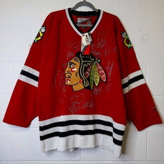90s Chicago Blackhawks Hockey NHL Jersey Autographed CCM Sz L (B1978)